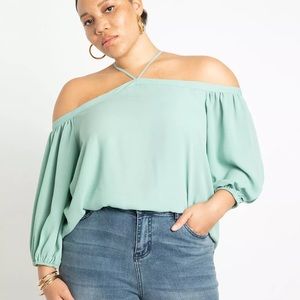 NWT eloquii cold shoulder halter blouse